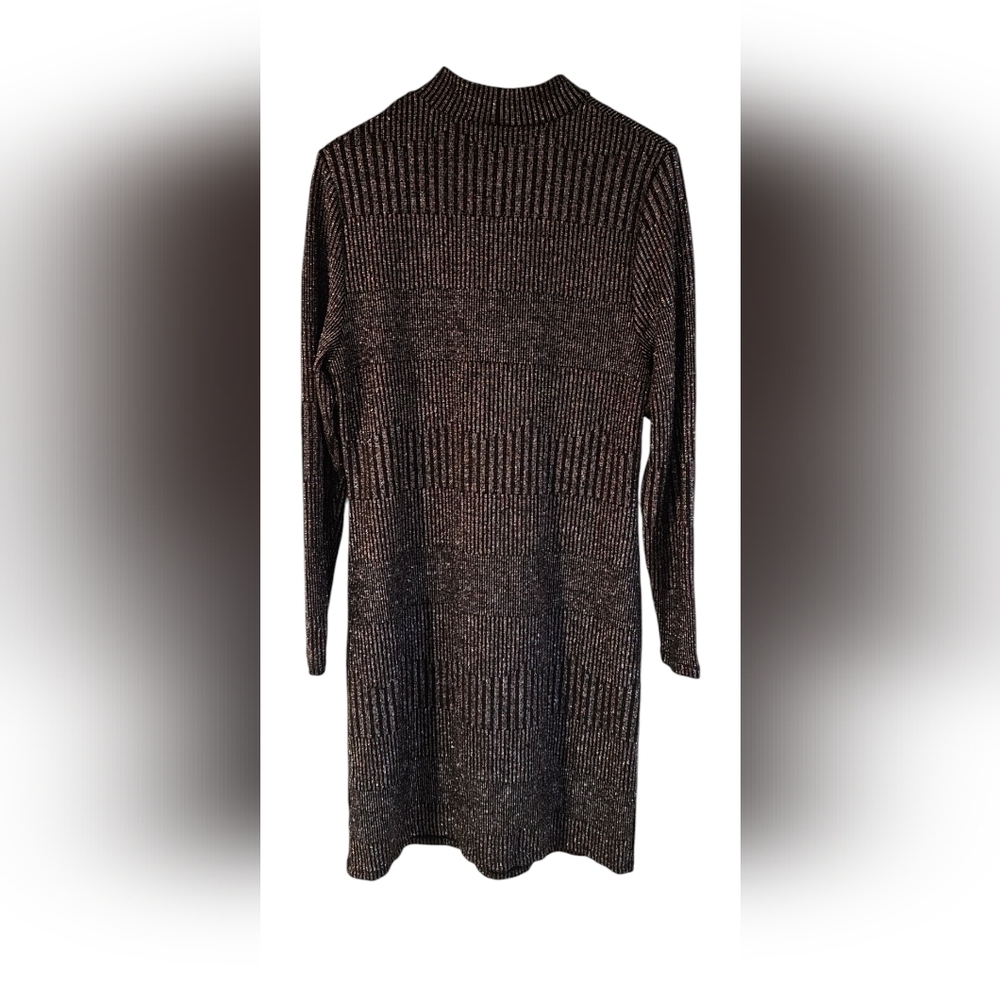 Ophelia Roe - NEW Women's Mock Neck Form- Fitted Midi Multicolor Shimmery Dress﻿ - Picture 2 of 7